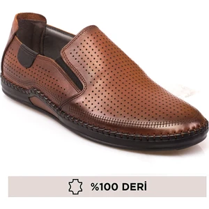 Deri Yazlık Hava Alabilir Tabana Dikişli Erkek Ayakkabı