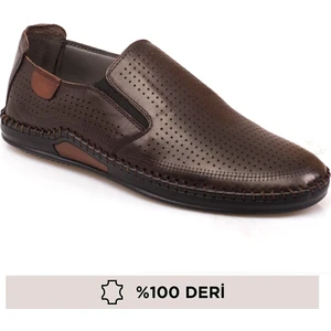 Deri Yazlık Hava Alabilir Tabana Dikişli Erkek Ayakkabı