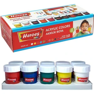 Akrilik Boya 10 Renk 25 ml 1 Paket Akrilik Boya Seti 10 Lu Kağıt Tuval Ahşap Cam Duvar Metal Boyama