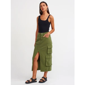 80858 Kargo Cepli Midi Etek-Haki