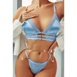 QP Secret Kadın Mavi Seksi Fantezi Iç Çamaşır Takımı