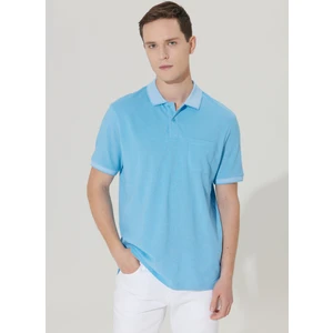 Altınyıldız Classics Polo Yaka Mavi - Beyaz Erkek T-Shirt 4A9000000004