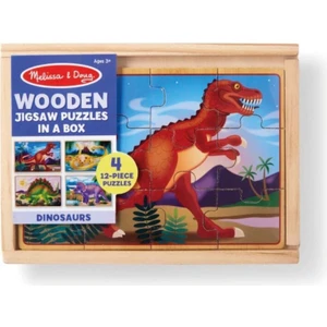 Melissa & Doug Ahşap 12 Parçalı 4 Yapboz Seti - Dinozorlar
