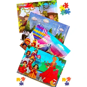 Gönül Yayıncılık 4 Adet Çocuk Eğitici Yapboz Çocuk Puzzle - 42 Parça Renkli Araçlar