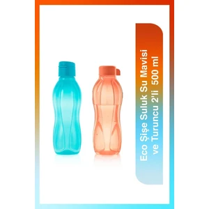Eco Şişe Suluk Kolay Kapak Mavi ve Turuncu 2'li 500 ml