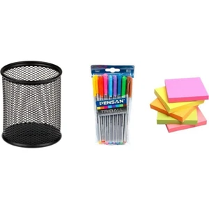 1 Paket Tribal 8 Renk + 5 Adet Kare Post-It + 1 Adet Metal Kalemlik