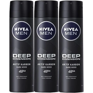 Men Deep Dimension Aktif Karbon Dark Wood 150 ml Deodorant x 3