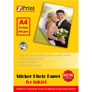 Canon Yazıcılar Için Yapışkanlı Sticker Fotoğraf Kağıdı 200 gr A4 20 Yaprak