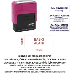 911 Isim Ünvan Kaşesi -Pembe Makina