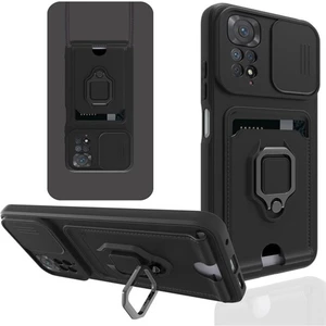 M.TK Moveteck Xiaomi Redmi Note 12 Pro 4g Uyumlu Kılıf Kamera Korumalı Kızaklı Lens Yüzüklü Kartvizit Ipli Silikon