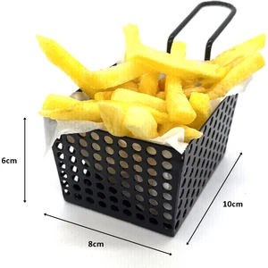 Mini Patateslik Firütöz Sepeti Patates Kızartma Sunum Sepeti Siyah
