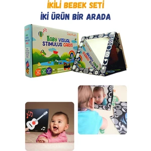 Doerkids Ikili Bebek Seti - Tummy Time Bebek Aynası ve Görsel Uyarım Kartları Seti