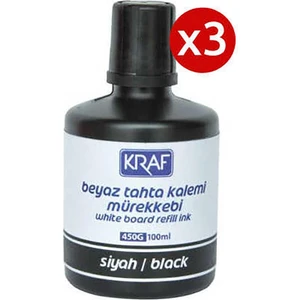 3 Adet Kraf Beyaz Yazı Tahtası Mürekkebi 100ML Siyah