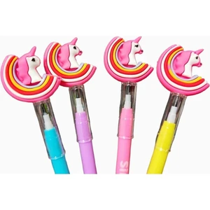 EC Shop Sevgi Kırtasiye Unicorn Başlıklı Yumurtlayan Kurşun Kalem 4 Lü Set Unicorn Rainbow