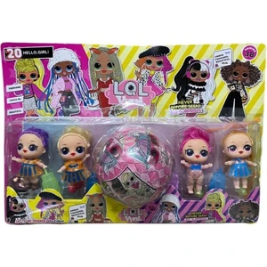 EC Shop Lolababy 4'lü Lol Bebek Seti - 4 Adet Saçlı Lol Bebek 8 Aksesuar ve Sürpriz Lol Bebek Top