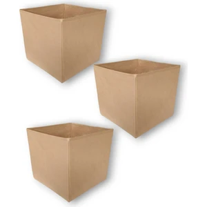 Balkan Room Bej-Krem 3 Adet Çok Amaçlı Dolap Içi Düzenleyici Kutu Dekoratif Saklama Kutusu Raf Organizer Large (30X30X30CM)