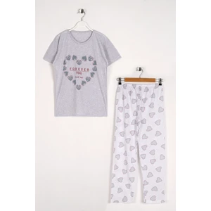Kadın Baskılı Kısa Kollu Pijama Takımı