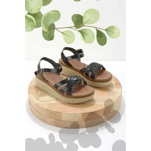 Siyah Leather Kadın Sandalet K05197003703