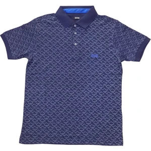 Erkek Koyu Mavi Büyük Beden Polo Yakalı Yakası Düğmeli Kısa Kollu Pamuklu Tişört Etp-Bsü