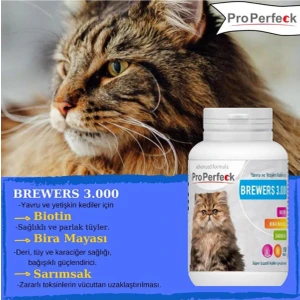 Pro Perfeck Biotin,bira Mayası,sarımsak Yavru ve Yetişkin Kediler Için Deri,tüy ve Karaciğer Sağlığ