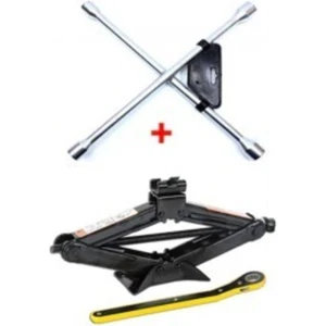 Mfk Oto Krikosu 1.5 Ton Makas Cırcırlı Araç Kriko + Bijon Anahtarı -Cırcır ve Bijon Anahtarı Set