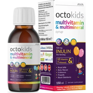 Octokids Inülin, Propolis ,arı Sütü, Kara Mürver, Ekinezya, Betaglukan (12 Vitamin & 7 Mineral) 150 ml Şurup