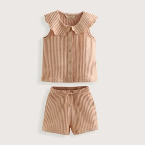 Pijama Kolsuz Yakalı Üst&alt Set Somon