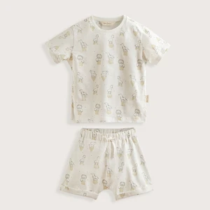 Pijama Baskılı Tshirt&şort Set Ekru