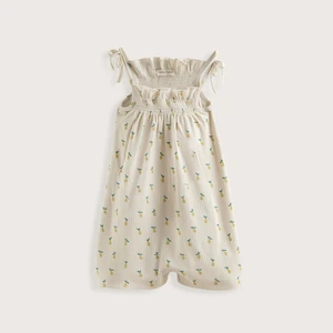 Pear Baskılı Fırfırlı Tulum Bej