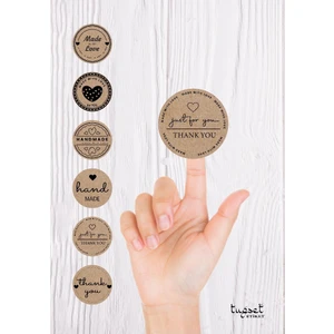Tuğset Etiket Kraft Sticker Etiket 4 cm 48 Adet Hand Made -  Thank You