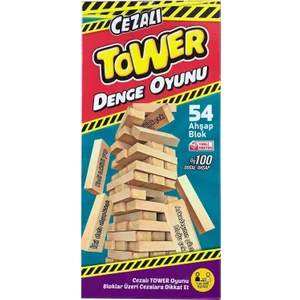 EC Shop Tek Çatı Cezalı Jenga - Denge Oyunu - Doğal Ahşap Jenga