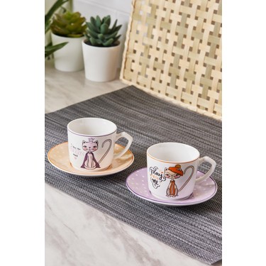 Karaca Fancy Cat 2-Person Coffee Cup Set