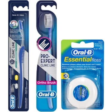 Oral-B Arayüz Diş Fırçası + Ortodontik Diş Fırçası 35 Soft + Essential Floss Diş Ipi 50