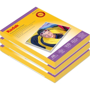 Kodak 230 Gram 10X15 Parlak 3'lü Paket 300 Adet Inkjet Fotoğraf Kağıdı