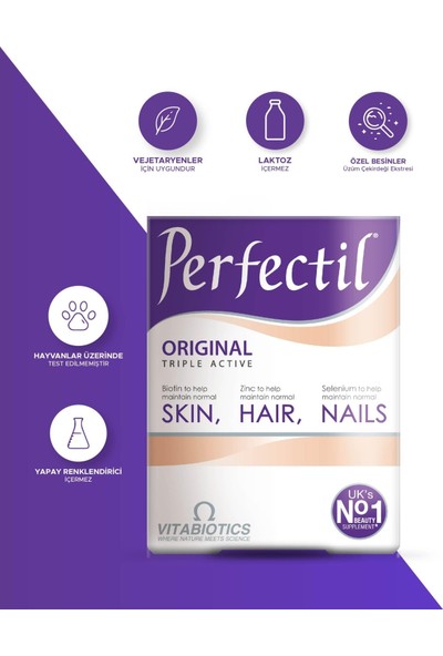 Vitabiotics Perfectil® Original 30 Tablet Saç Tırnak ve Cilt İçin Vitamin & Mineral Takviyesi