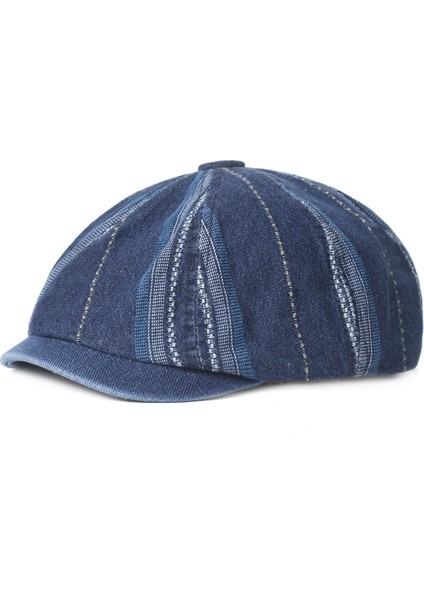 Denim Sekizgen Şapka Edebi Gençlik Bere Retro Newsboy Şapka (Yurt Dışından)