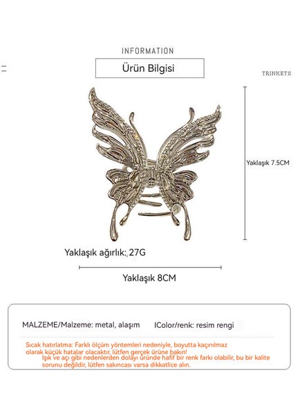 Metal Elmaslar, Kelebek Püskülleri, Köpekbalığı Klipsi Saç Kepçesi Taçları (Yurt Dışından) fiyatları