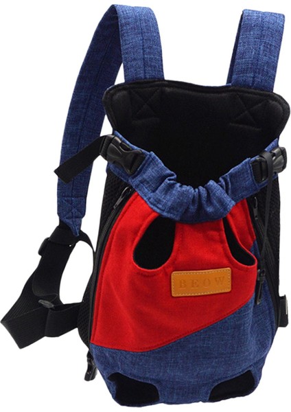 Pet Kedi Tyıcı Sırt Çantası Köpek Seyahat Çantası Omuz Kayışı Yürüyüş Için Tnabilir S Mavi Kırmızı (Yurt Dışından)