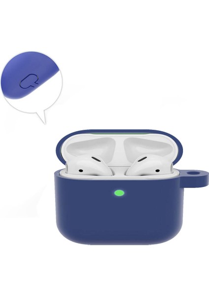 Apple Airpods Pro 1. Nesil Kılıf Mat Esnek Silikon Koruyucu Kılıf 360 Tam Koruma - Koyu Mavi