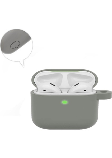 Apple Airpods Pro 1. Nesil Kılıf Mat Esnek Silikon Koruyucu Kılıf 360 Tam Koruma - Gri