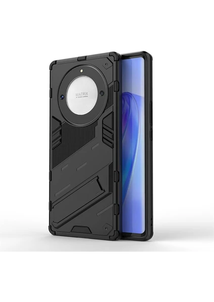 Honor X9A Matrix Serisi Armor Standlı Perfect Koruma Kılıf - Siyah AL3416