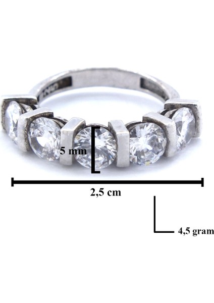 925 Ayar Gümüş Zirkon Baget Taşlı 5 Taş Kadın Yüzük GKY-119 modelleri