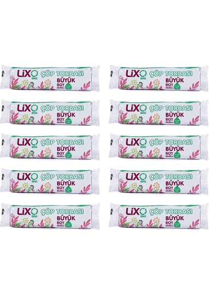 Büyük Boy Çöp Torbası 65X80 cm 10 Lu Rulo x 10 Paket = 100 Adet Mavi
