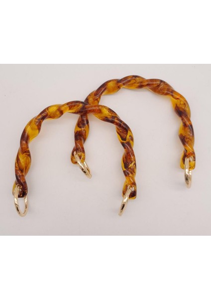 13 cm Burgu Model Kehribar Renk Yaylı Halkalı Akrilik Çanta Sapı