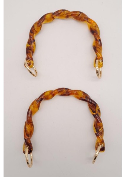 13 cm Burgu Model Kehribar Renk Yaylı Halkalı Akrilik Çanta Sapı fiyatları