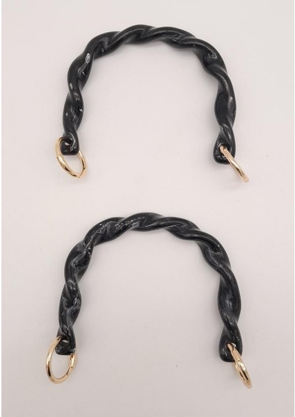 13 cm Burgu Model Siyah Renk Yaylı Halkalı Akrilik Çanta Sapı fiyatları