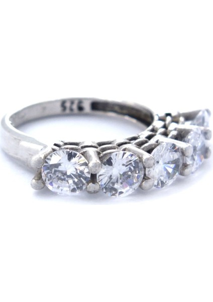 925 Ayar Gümüş Zirkon Baget Taşlı 5 Taş Kadın Yüzük GKY-118 fiyatları