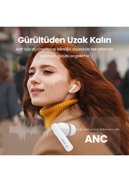 HiTune T3 Aktif Gürültü Engelleyici Kablosuz Kulak İçi Kulaklık, Beyaz - 90206 modelleri