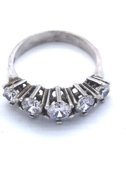 925 Ayar Gümüş Zirkon Baget Taşlı 5 Taş Kadın Yüzük GKY-110 fırsatları