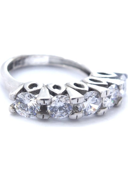 925 Ayar Gümüş Zirkon Baget Taşlı 5 Taş Kalemli Kadın Yüzük GKY-114 fiyatları